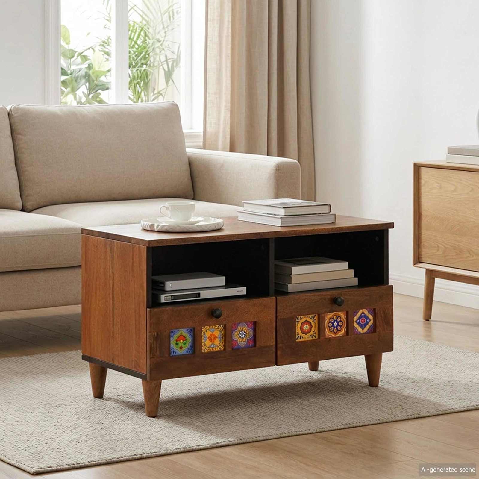 Salontafel met lade Bruin 80 x 54 x 40 cm Massief Mango Hout