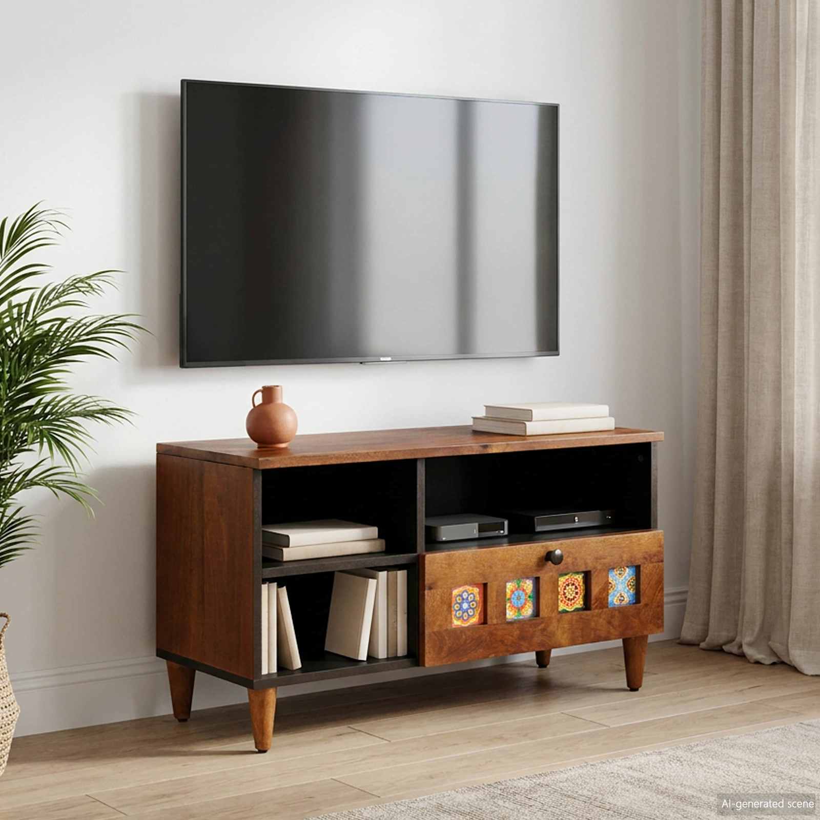TV-kast Walnotenhout 80 x 33 x 46 cm Massief Mango Hout – afbeelding 1