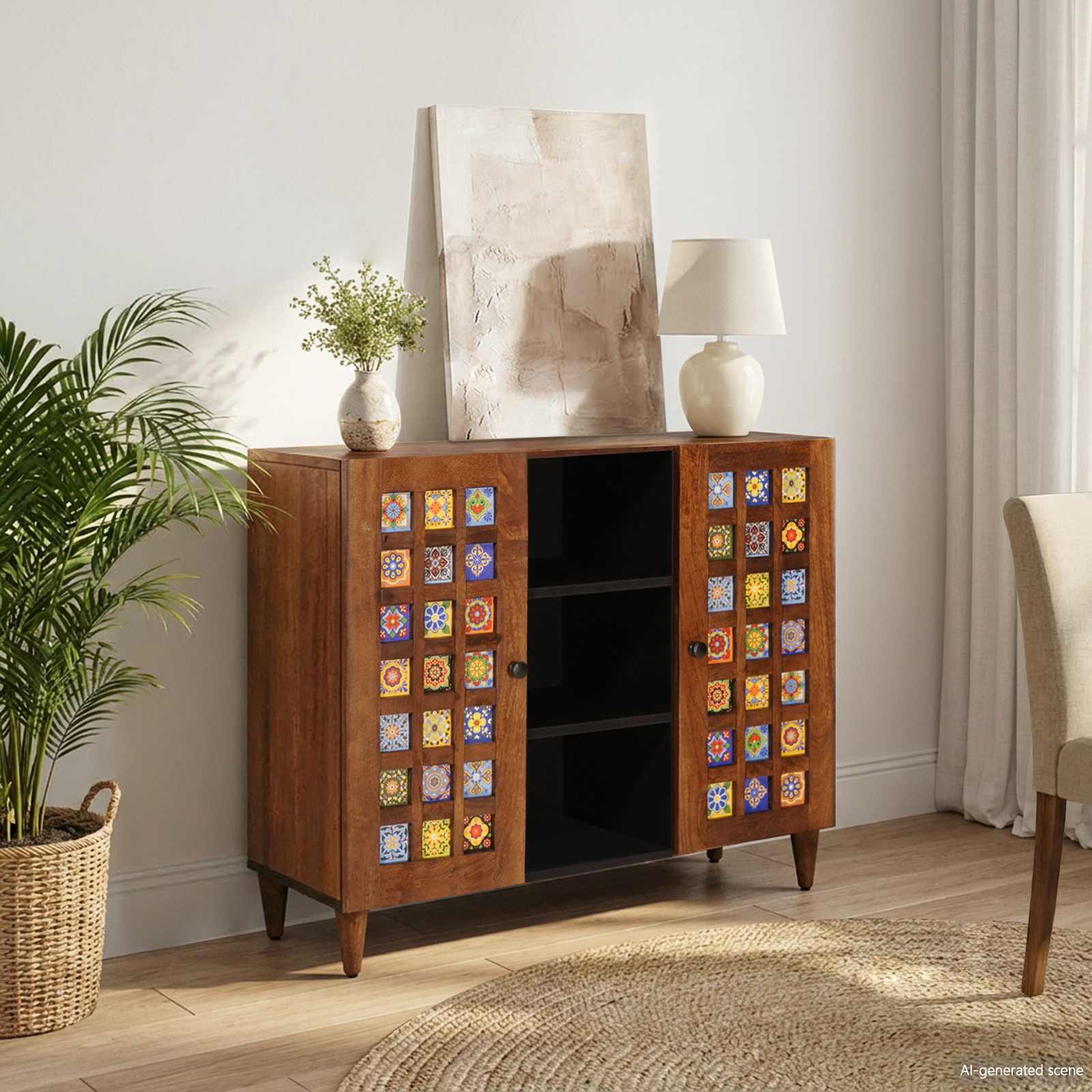Dressoir Walnotenhout 90 x 33,5 x 75 cm Massief Mango Hout