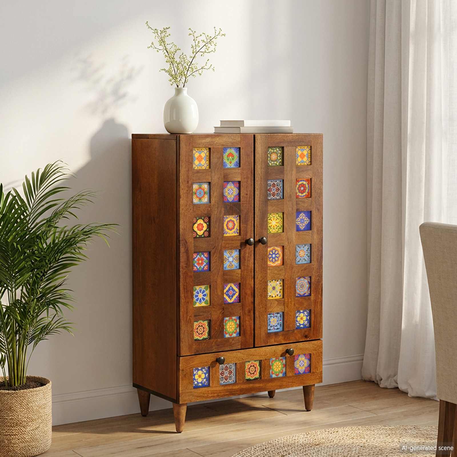 Hoge kast Walnotenhout 60 x 33,5 x 100 cm Massief Mango Hout