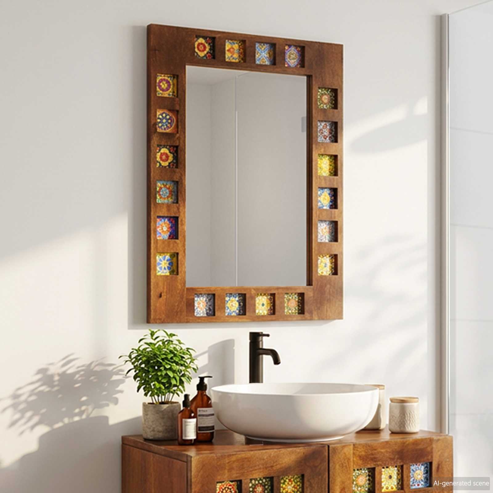 Badkamer Spiegel met opslag Walnotenhout 50 x 70 x 2,5 cm