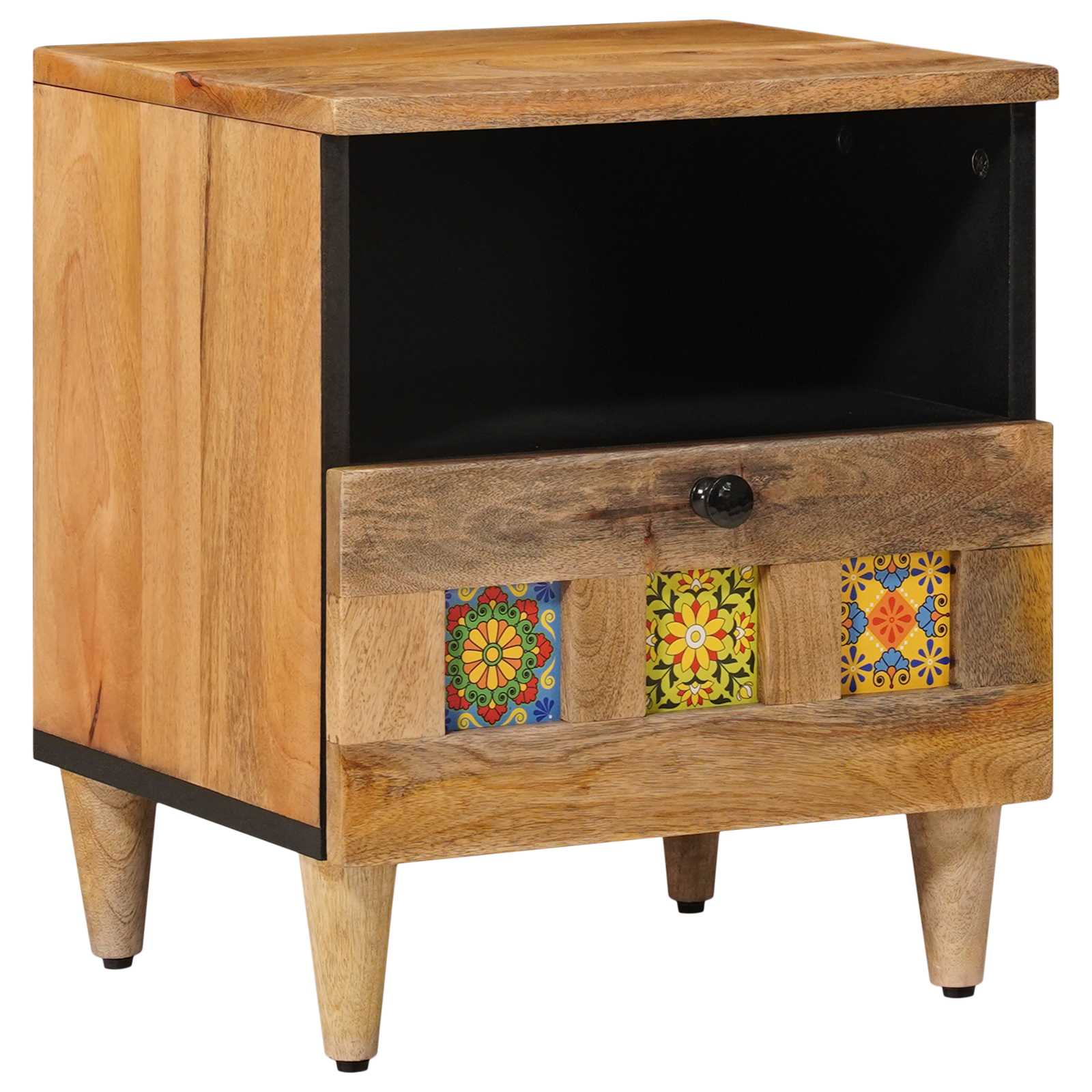 Nachtkastje met lade Naturel 40 x 33 x 46 cm Massief Mango Hout