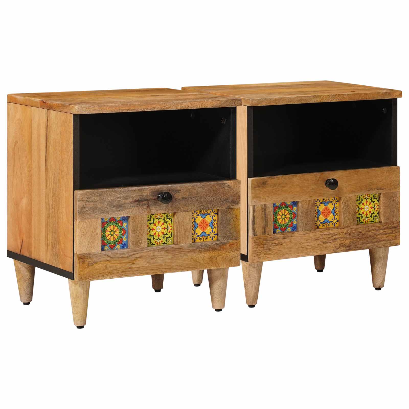 Nachtkastje 2 pcs Naturel 40 x 33 x 46 cm Massief Mango Hout