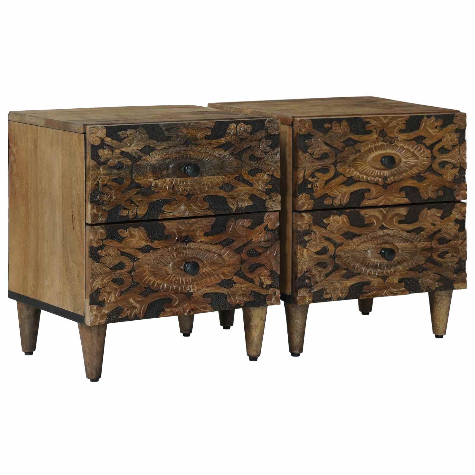 Nachtkastje 2 pcs Bruin 40 x 33,5 x 46 cm Massief Mango Hout