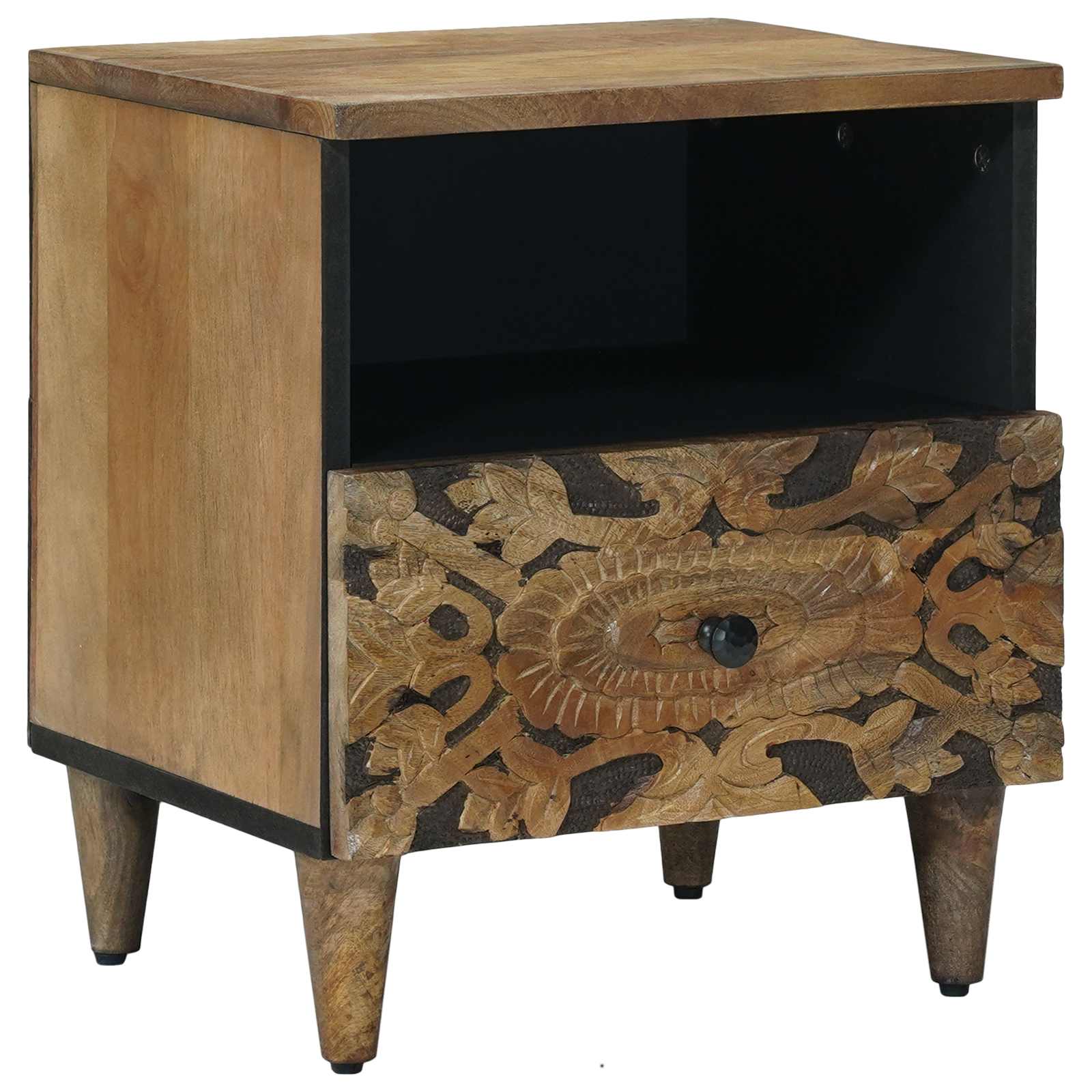 Bed kast met lade Bruin 40 x 33 x 46 cm Massief Mango Hout