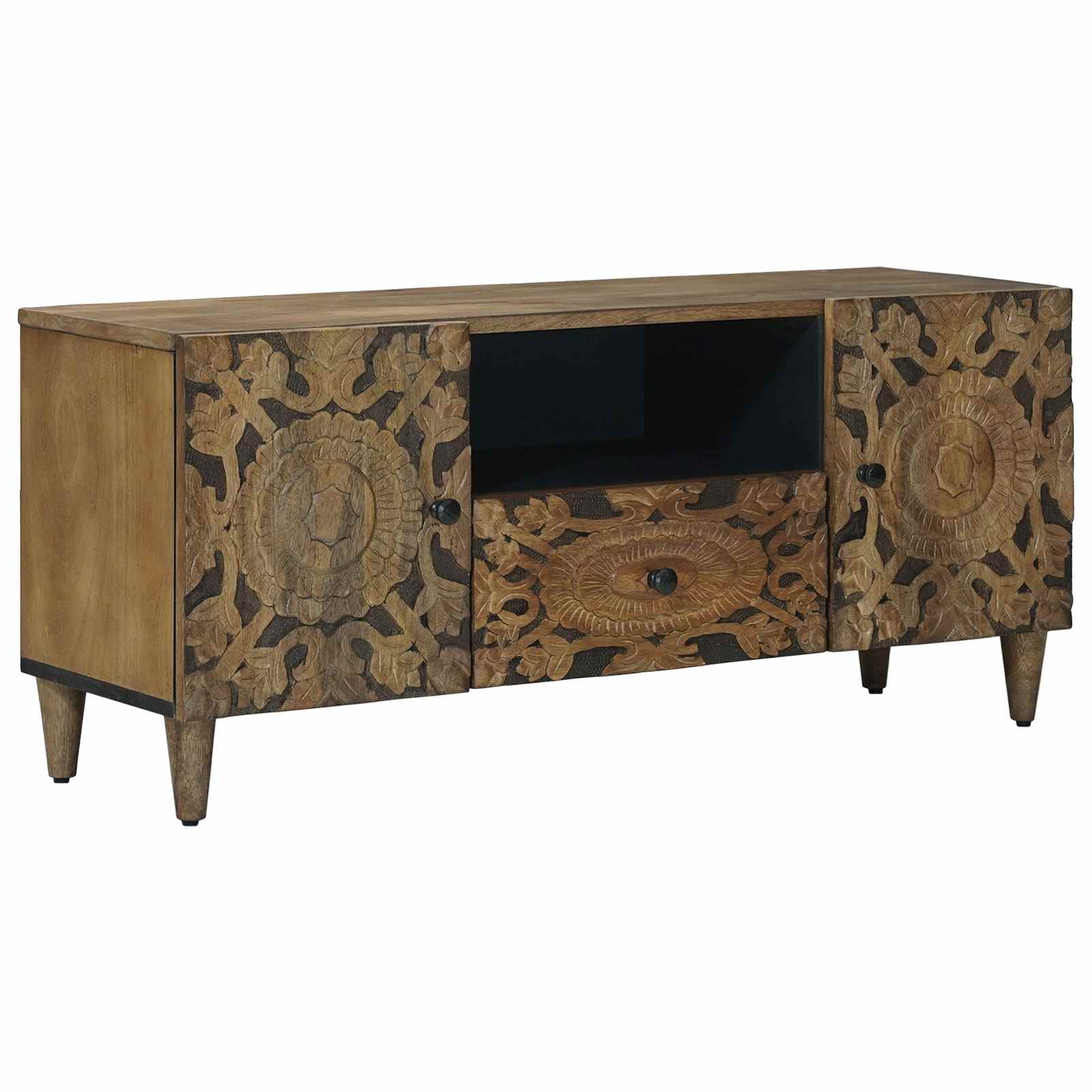 TV-kast met lade Bruin 105 x 33,5 x 46 cm Massief Mango Hout