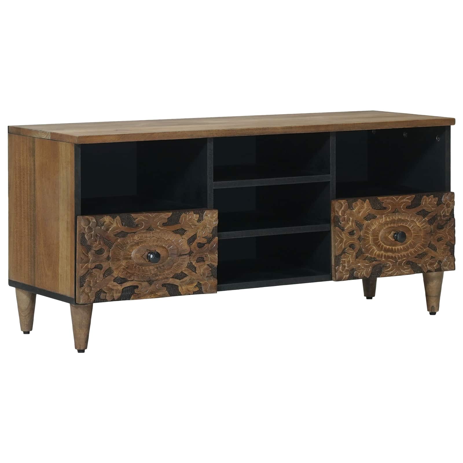 TV-kast met lade Bruin 100 x 33,5 x 46 cm Massief Mango Hout