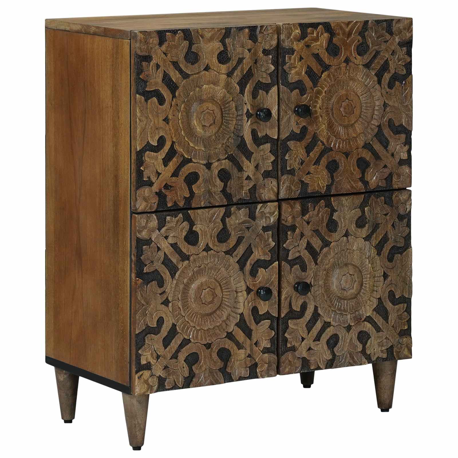 Dressoir met opslag Bruin 60 x 33,5 x 75 cm Massief Mango Hout – afbeelding 1
