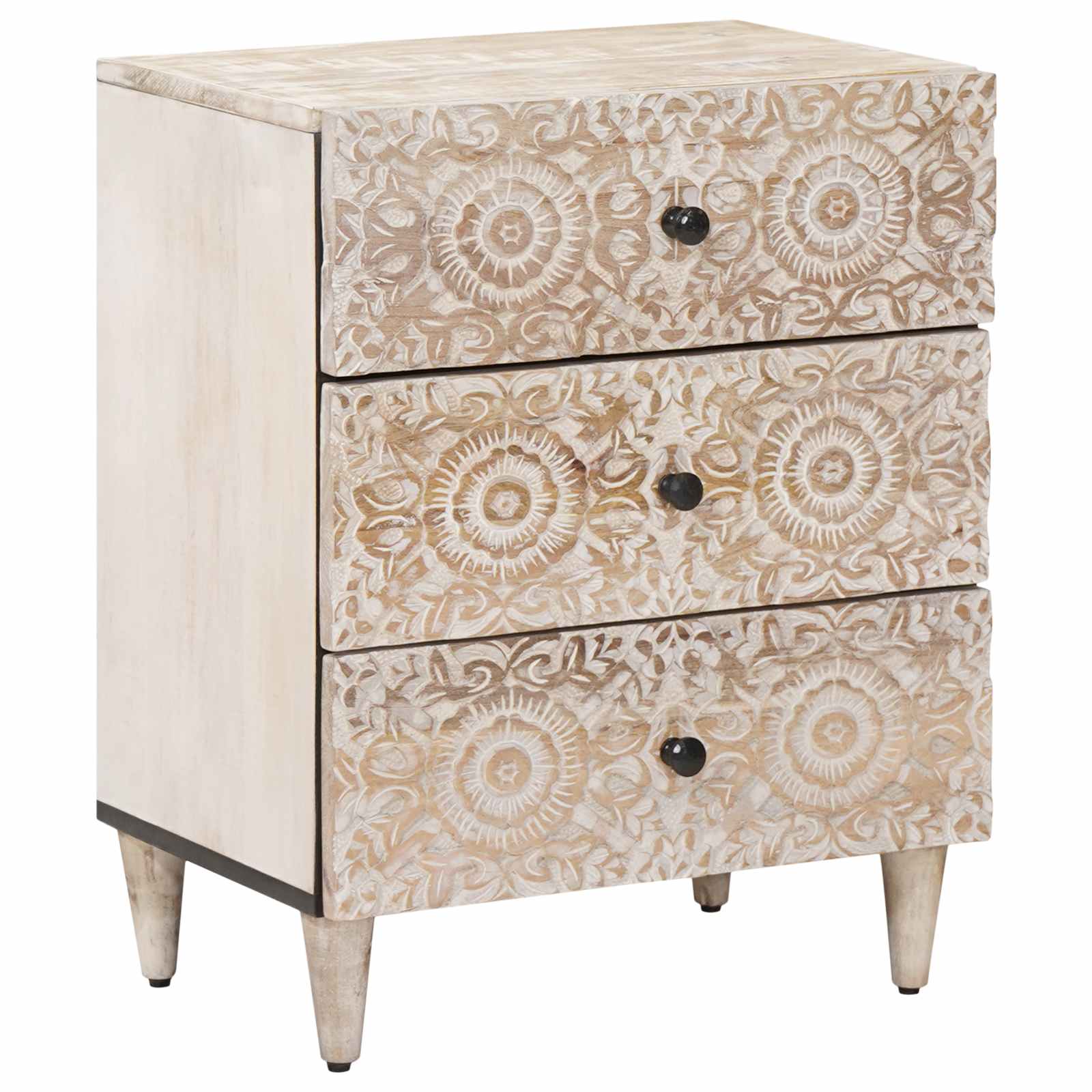 Bed kast met lade Wit 50 x 33 x 60 cm Massief Mango Hout