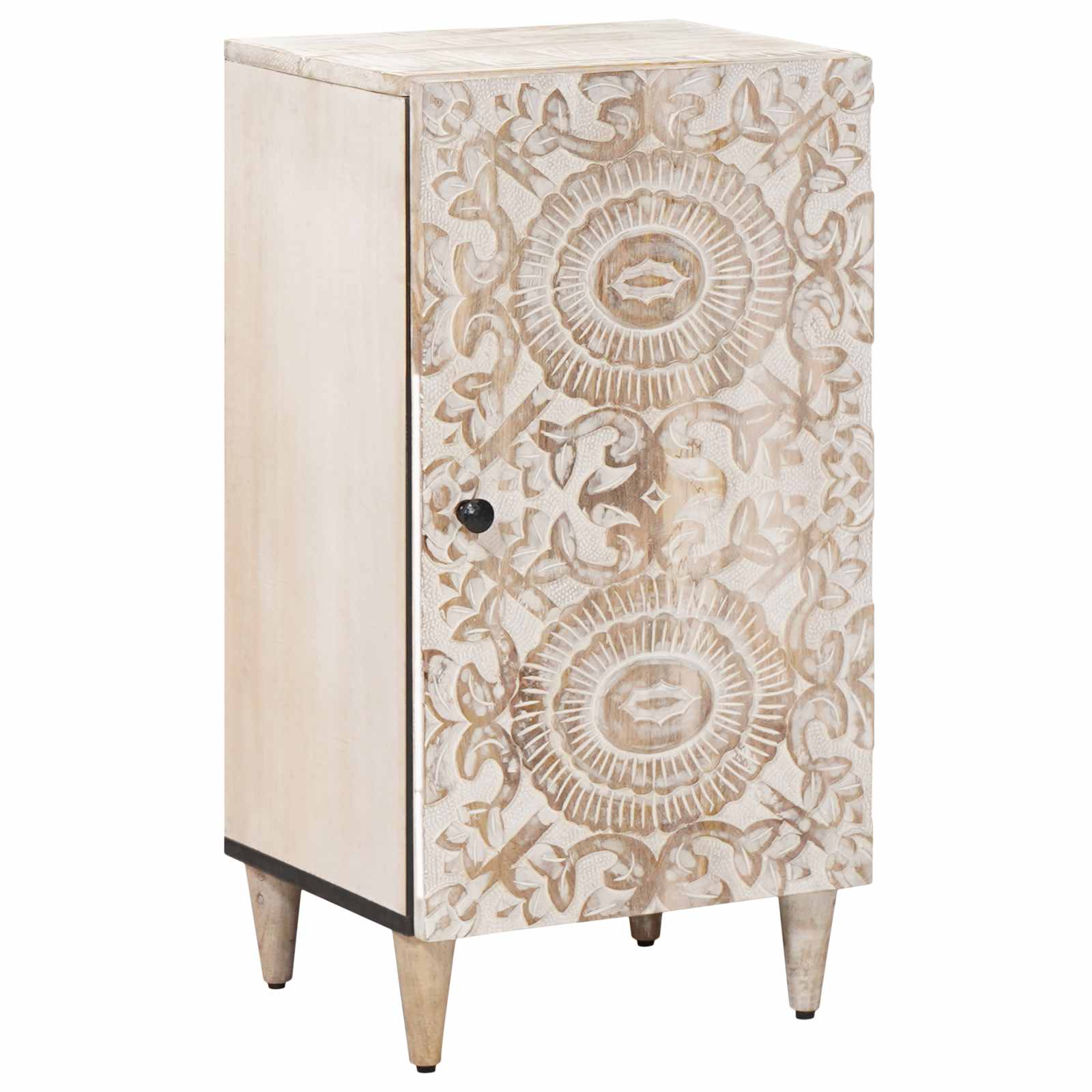 Dressoir met opslag Wit 40 x 33,5 x 75 cm Massief Mango Hout – afbeelding 1