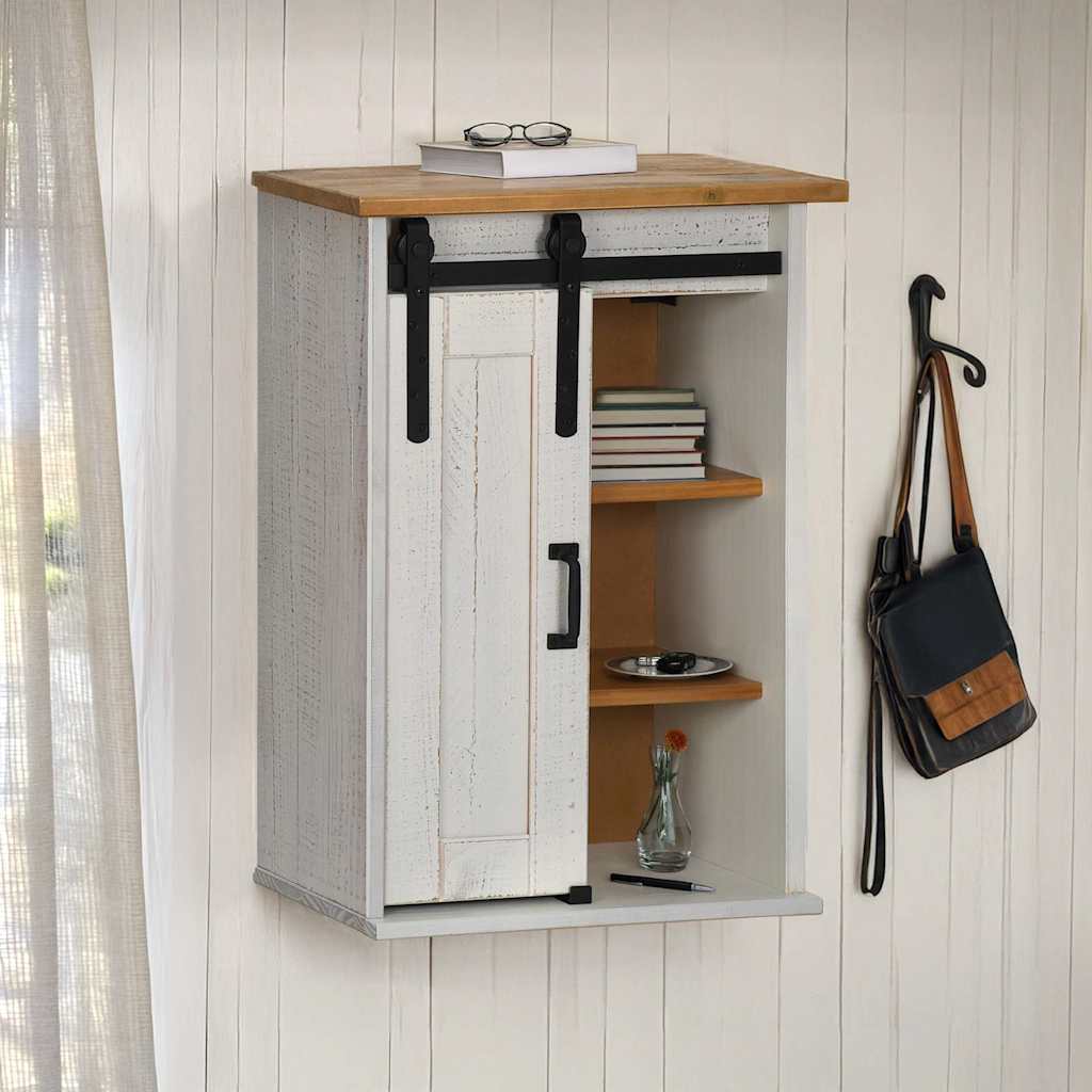 Bovenkast HALDEN met schuifdeur 49x22,5x70 cm grenenhout wit
