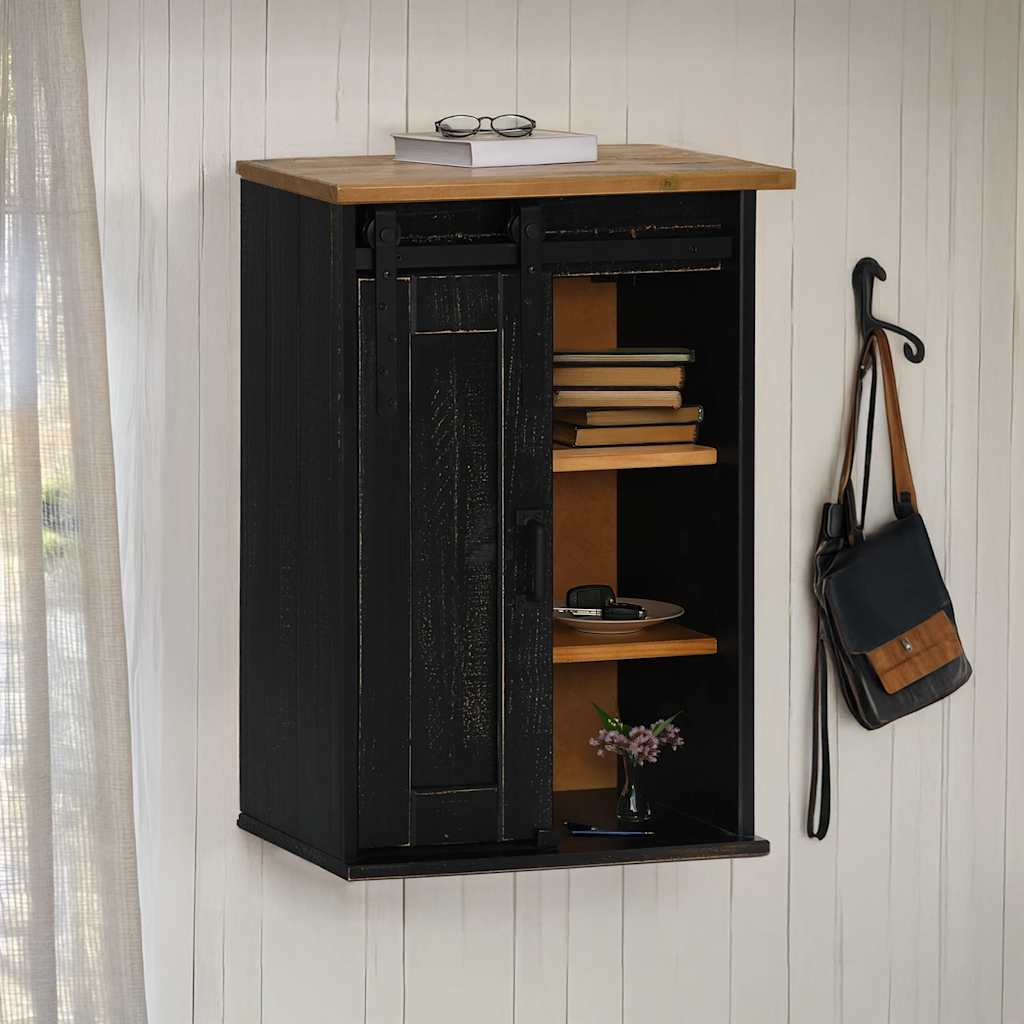 Bovenkast HALDEN met schuifdeur 49x22,5x70 cm grenenhout zwart