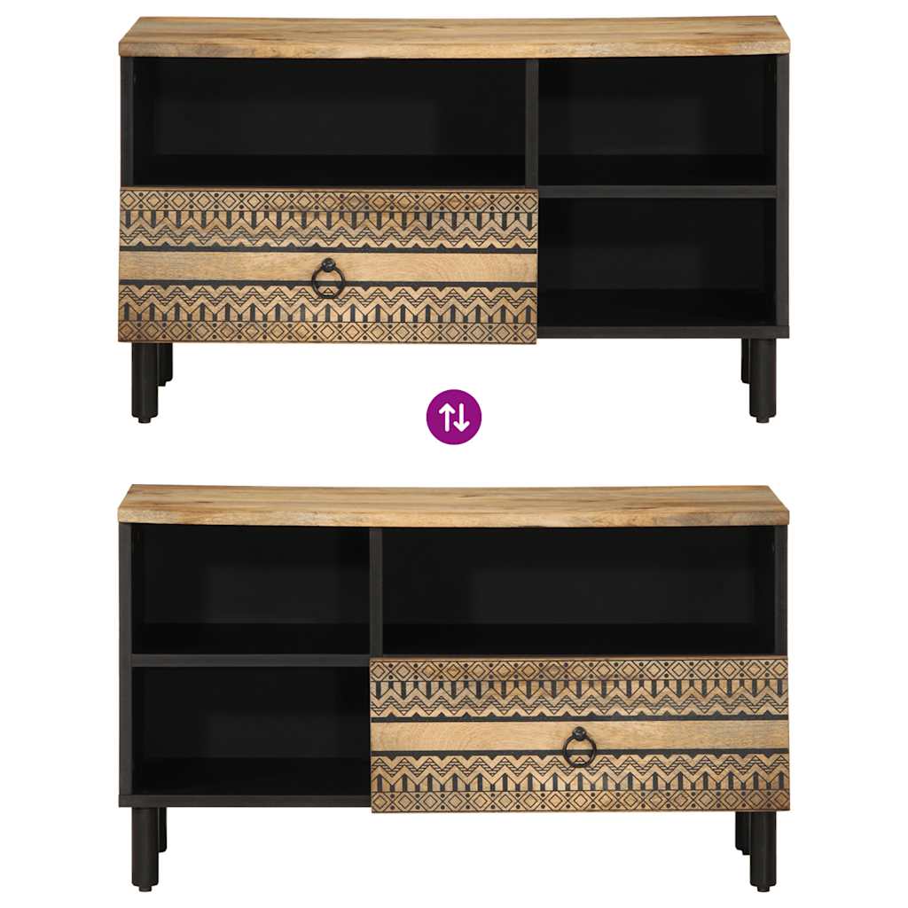 Tv-meubel 80x33,5x46 cm massief ruw mangohout zwart – afbeelding 6