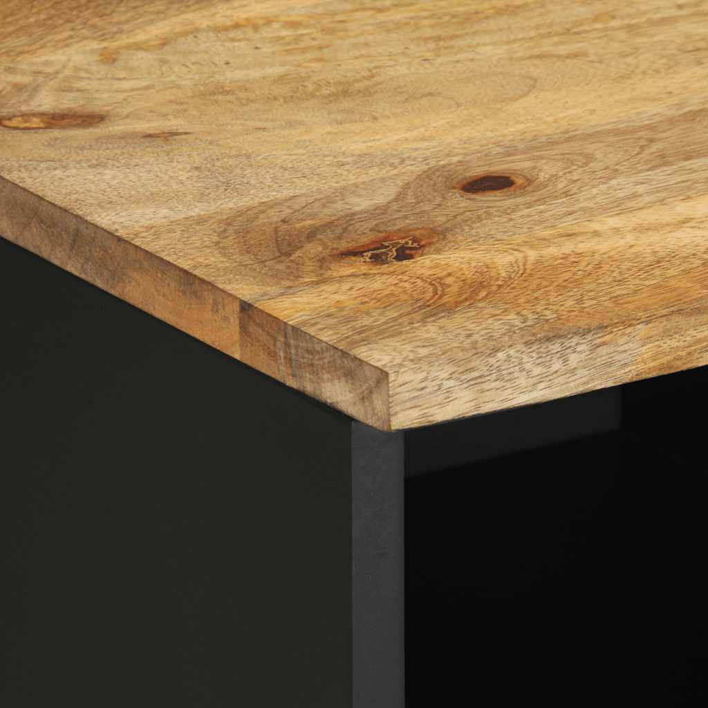 Tv-meubel 80x33,5x46 cm massief ruw mangohout zwart – afbeelding 7