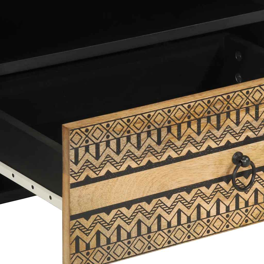 Tv-meubel 80x33,5x46 cm massief ruw mangohout zwart – afbeelding 8