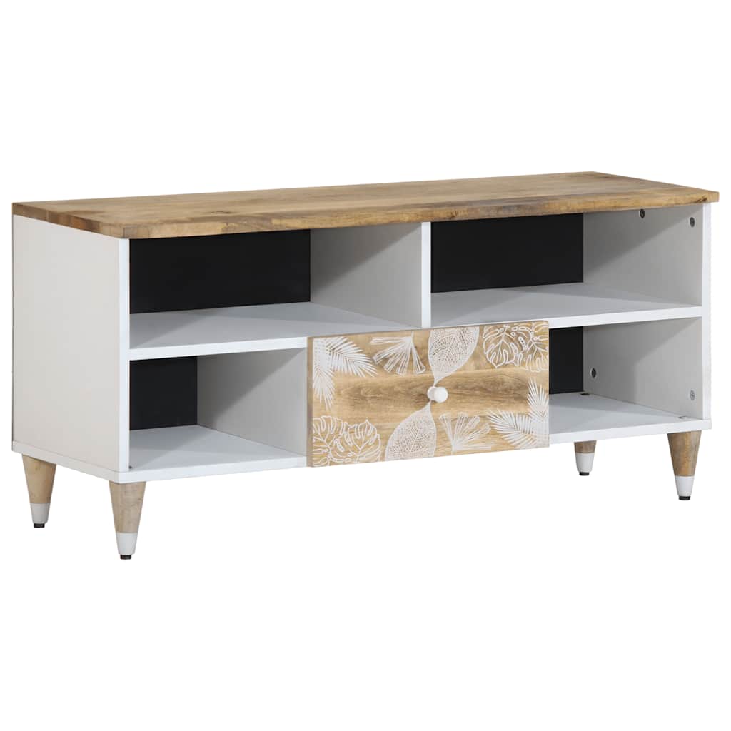 Tv-meubel 100x33,5x46 cm massief mangohout – afbeelding 1