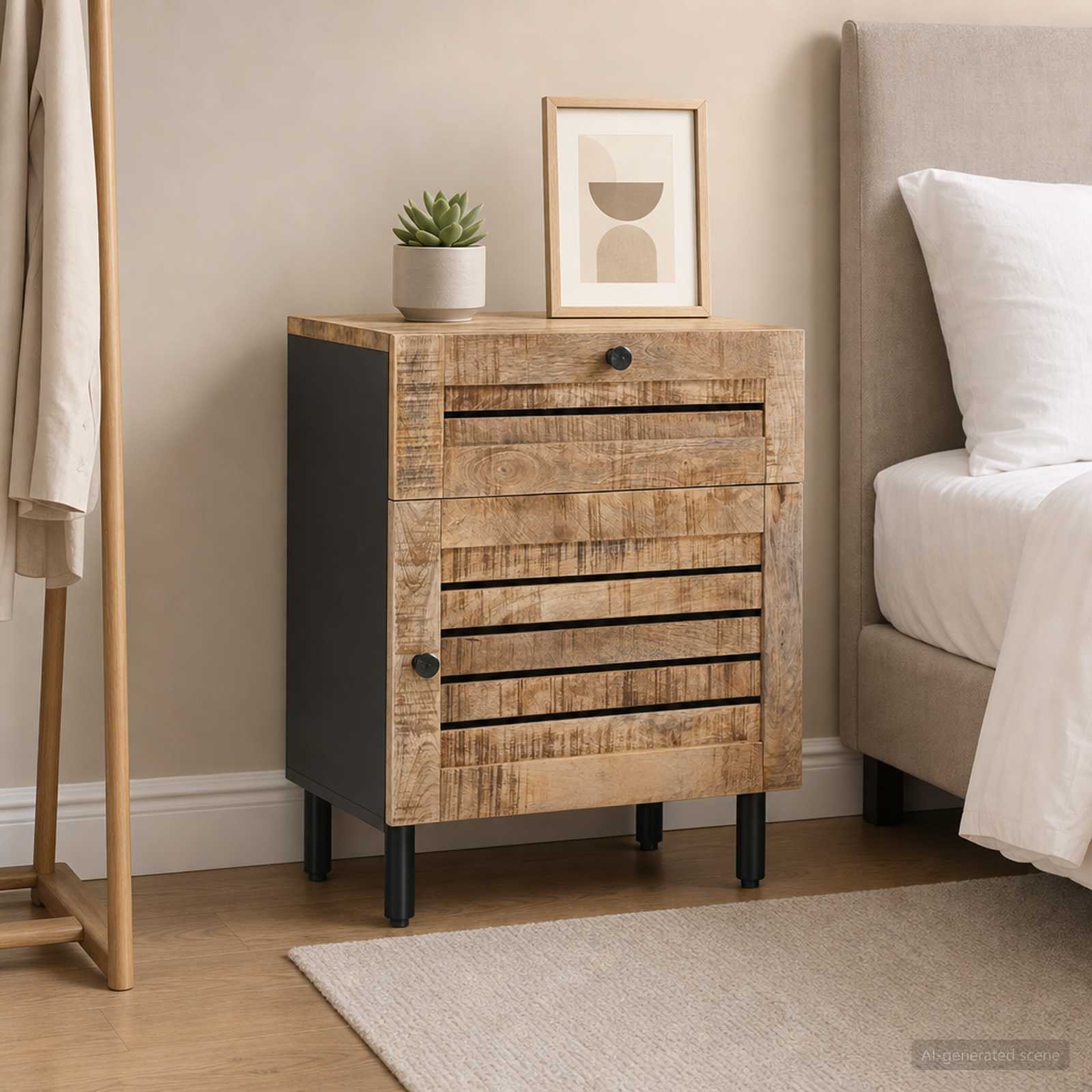 Nachtkastje Naturel 50 x 33 x 60 cm Massief Mango Hout