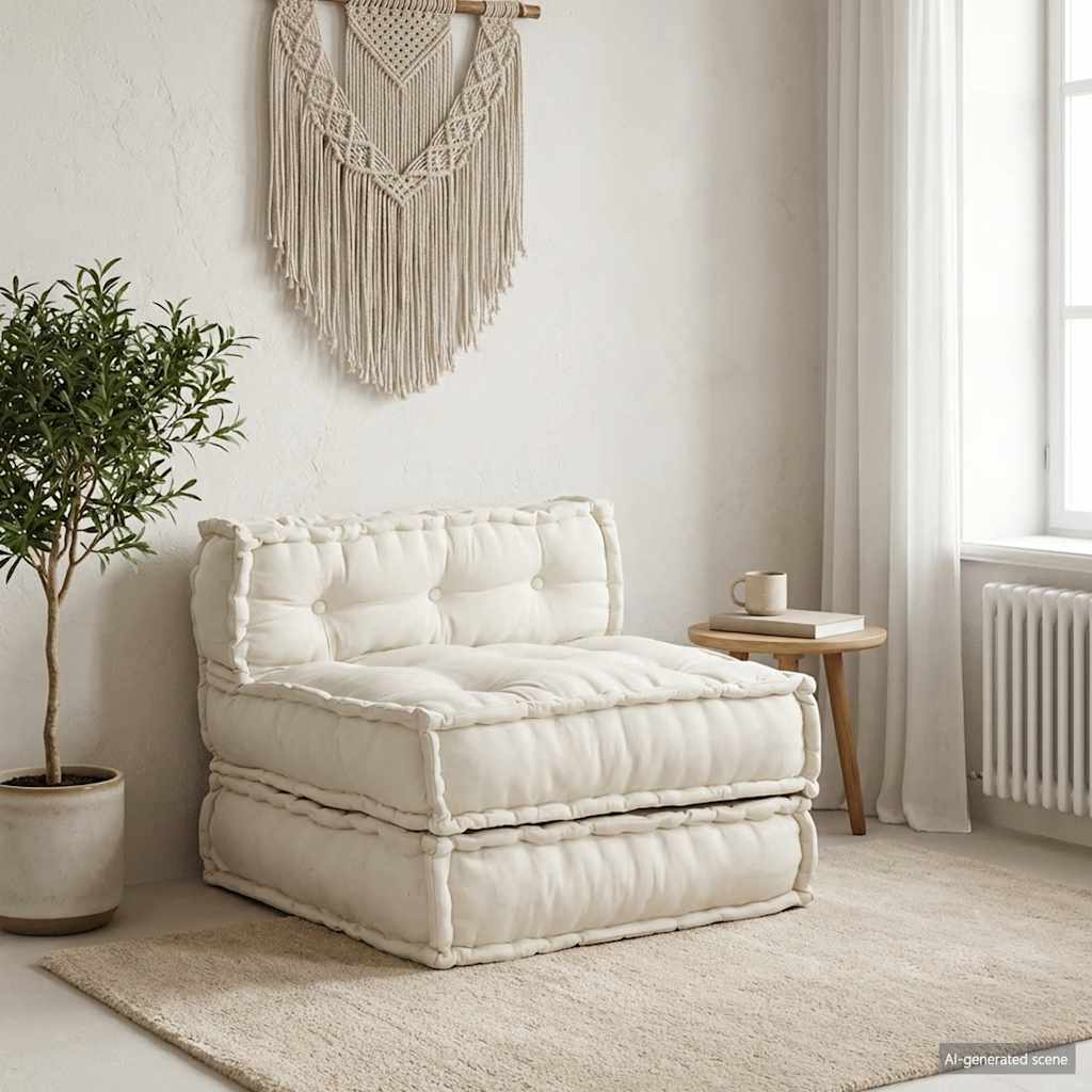 Modulaire bankstel 70x70x54 stof crème – afbeelding 1