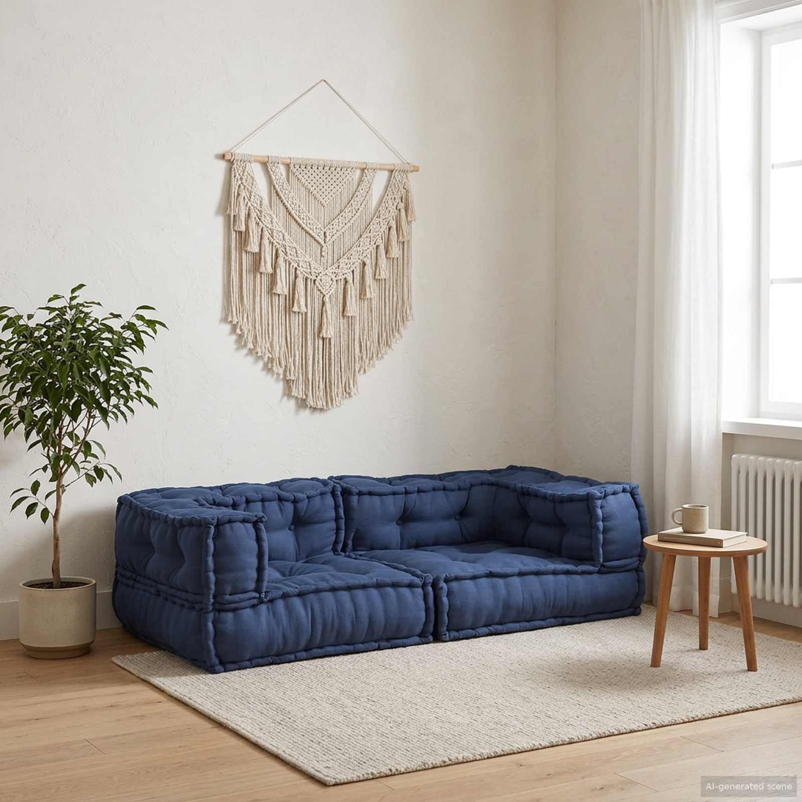 Modulair Sofabet 3 pcs Indigo 140 x 70 x 36 cm Stof
