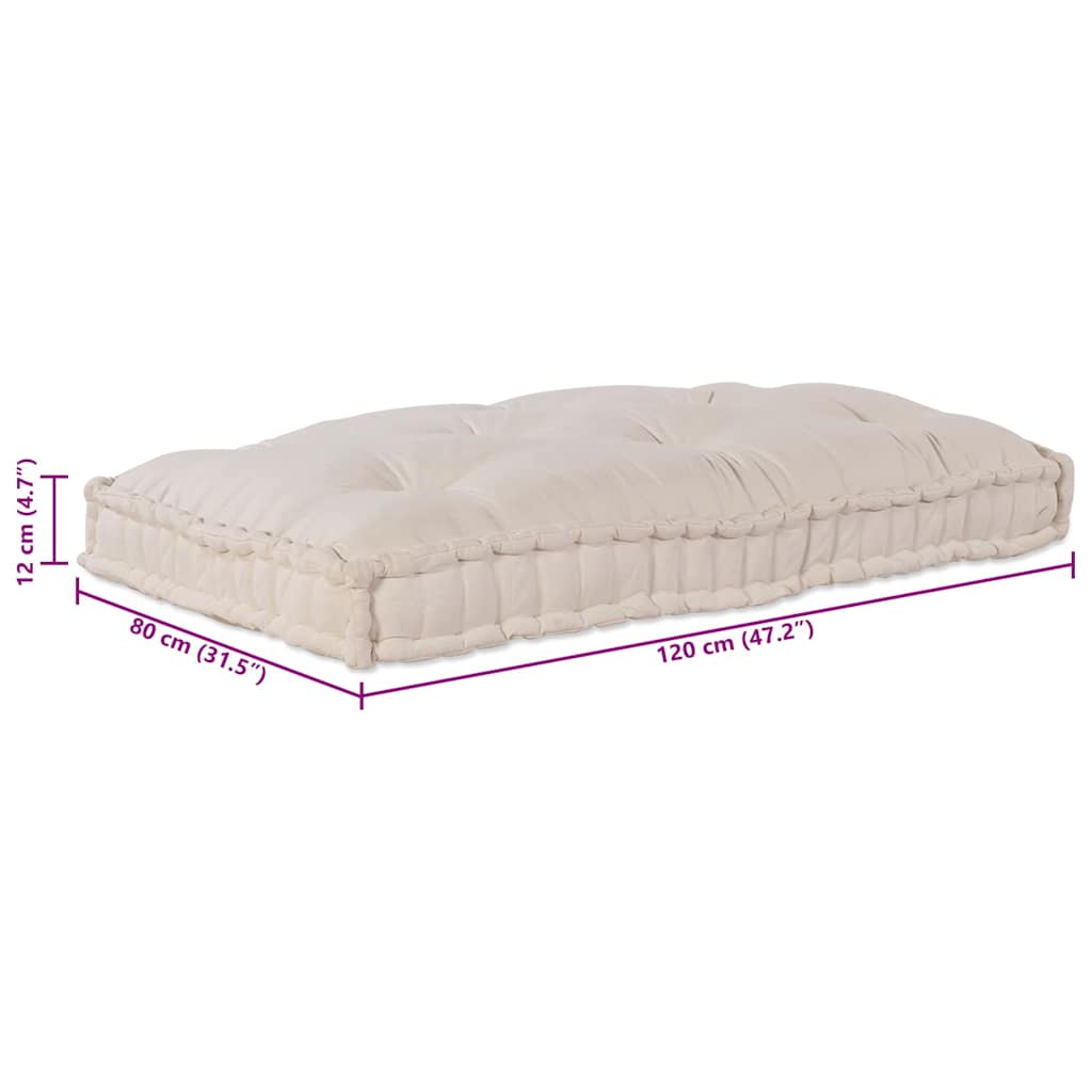 Pallet Sofa Kussen Crèmekleurig 120 x 80 x 12 cm Stof – afbeelding 9
