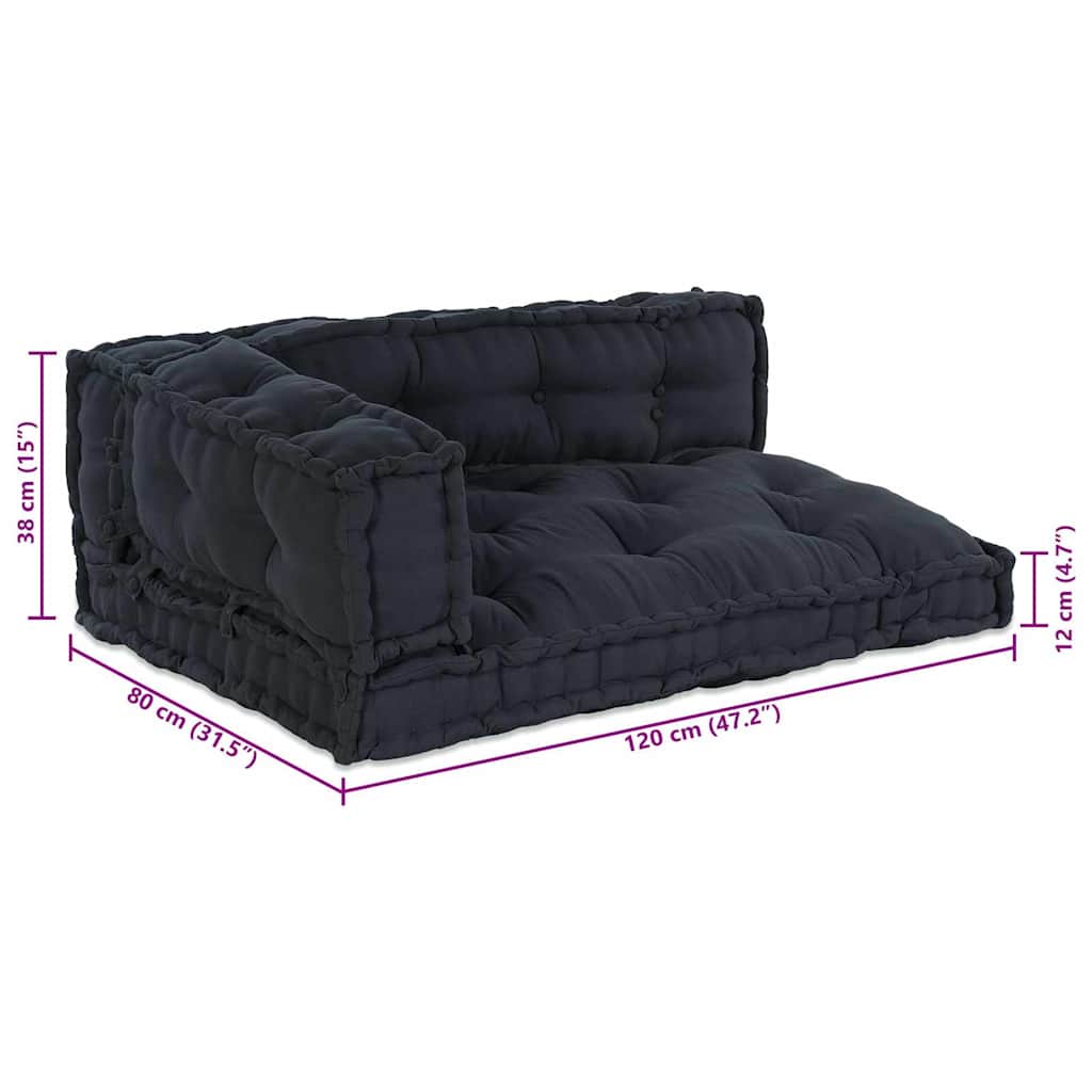 Pallet Sofa Kussen 3 pcs Antracietkleurig 120 x 80 x 38 cm Stof – afbeelding 10