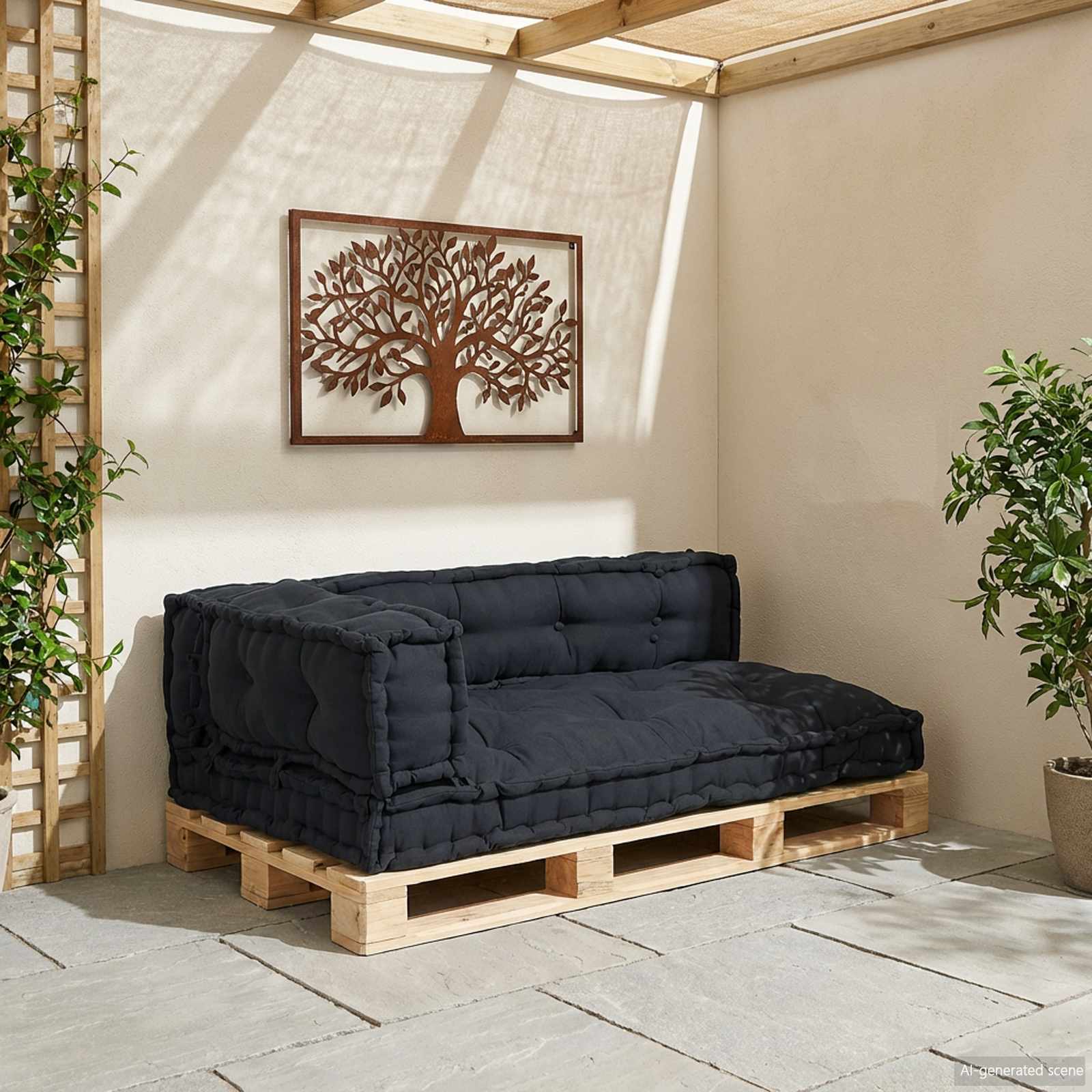 Pallet Sofa Kussen 3 pcs Antracietkleurig 120 x 80 x 38 cm Stof – afbeelding 3