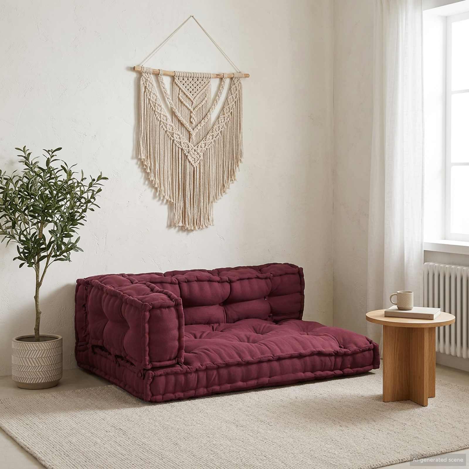 Pallet Sofa Kussen 3 pcs Bordeaux 120 x 80 x 38 cm Stof