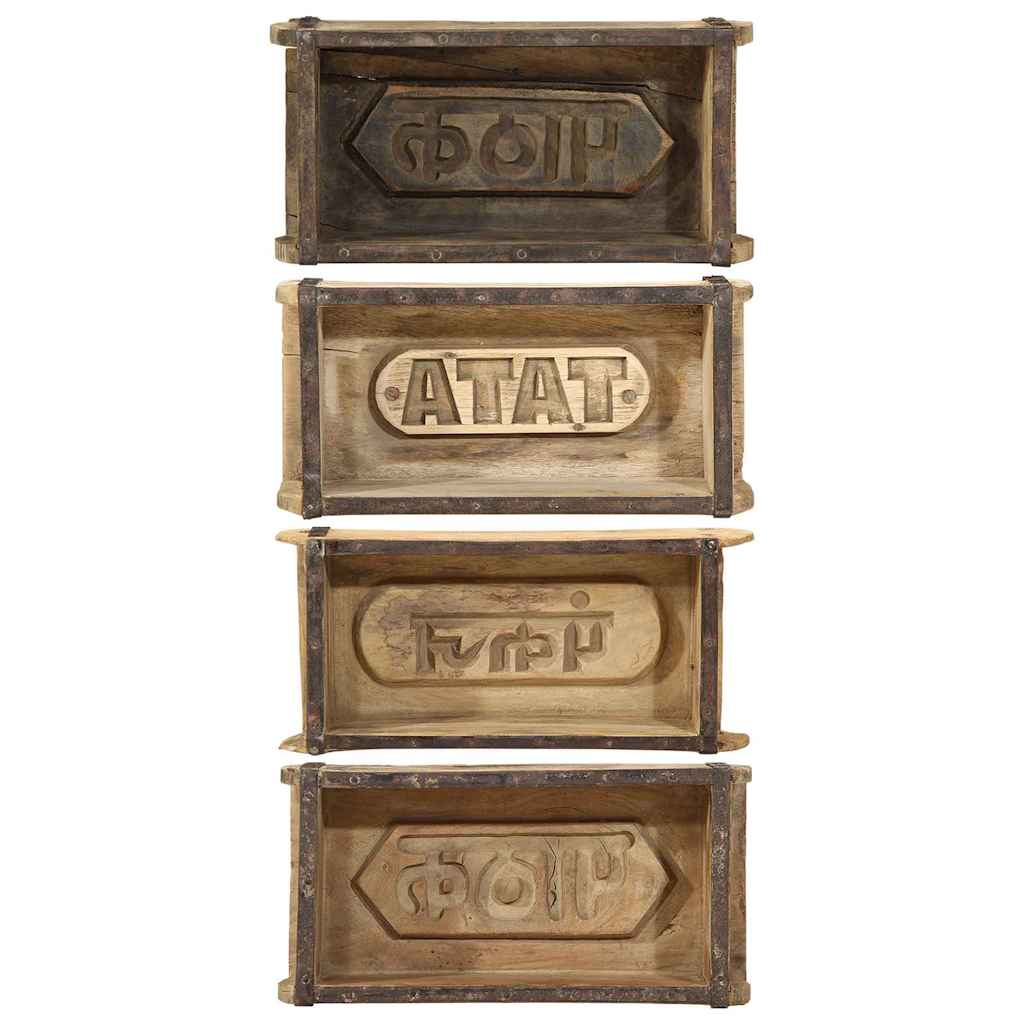 Dienblad 4 st Bruin 30 x 15 x 9 cm Massief Gerecycled Hout – afbeelding 8