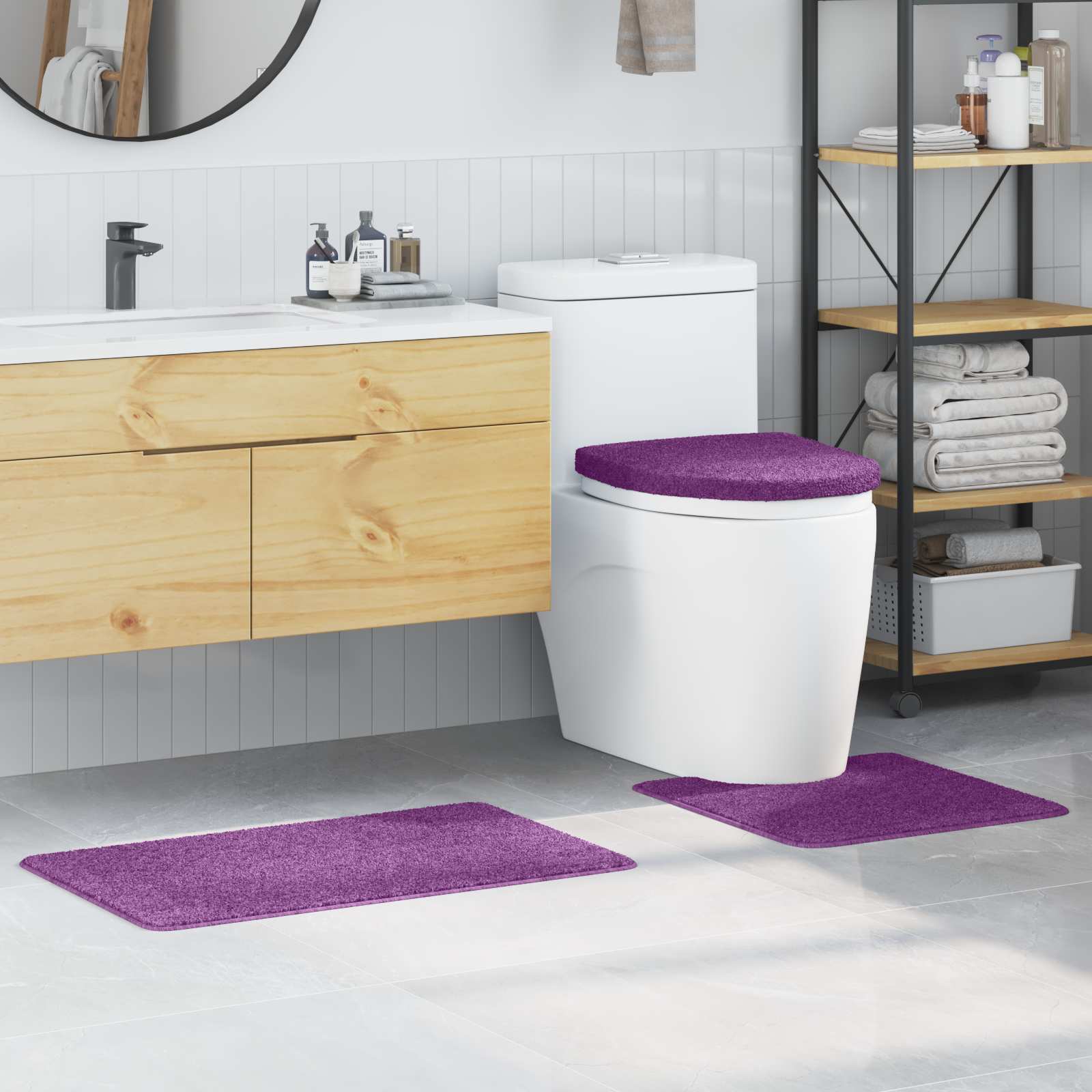 Antislip Badmat Set 3 pcs Paars PP