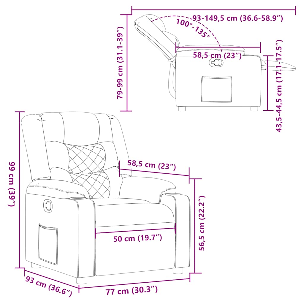 Fauteuil verstelbaar stof bruin – afbeelding 11