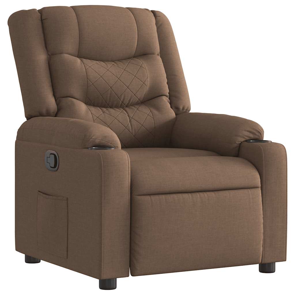 Fauteuil verstelbaar stof bruin – afbeelding 2