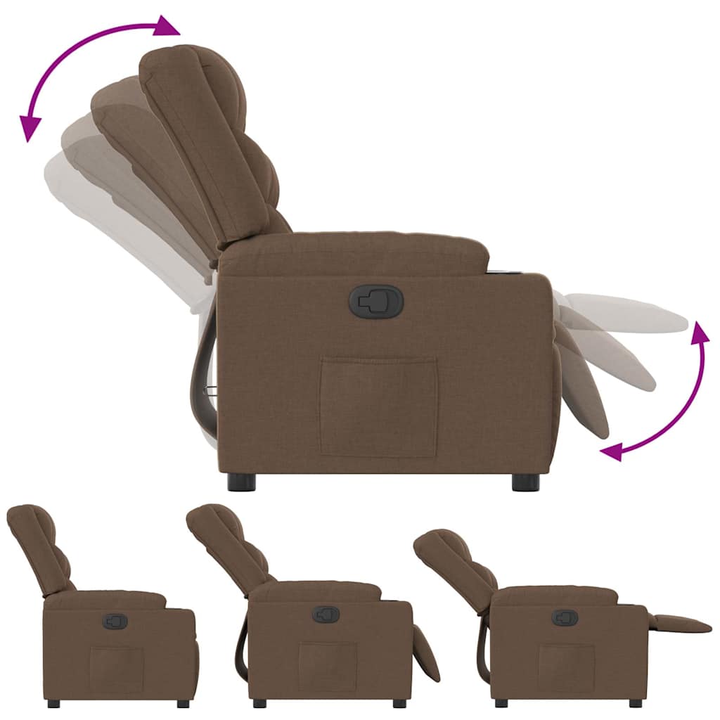 Fauteuil verstelbaar stof bruin – afbeelding 6