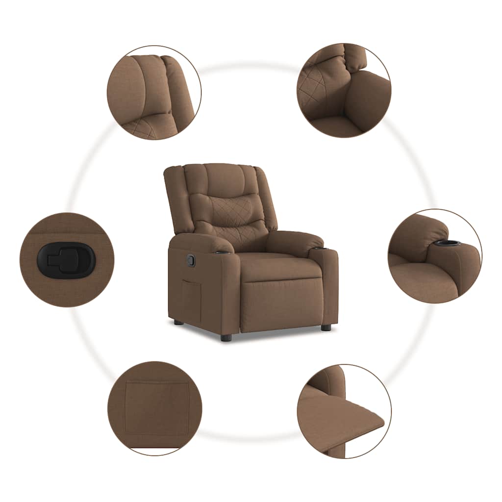 Fauteuil verstelbaar stof bruin – afbeelding 7