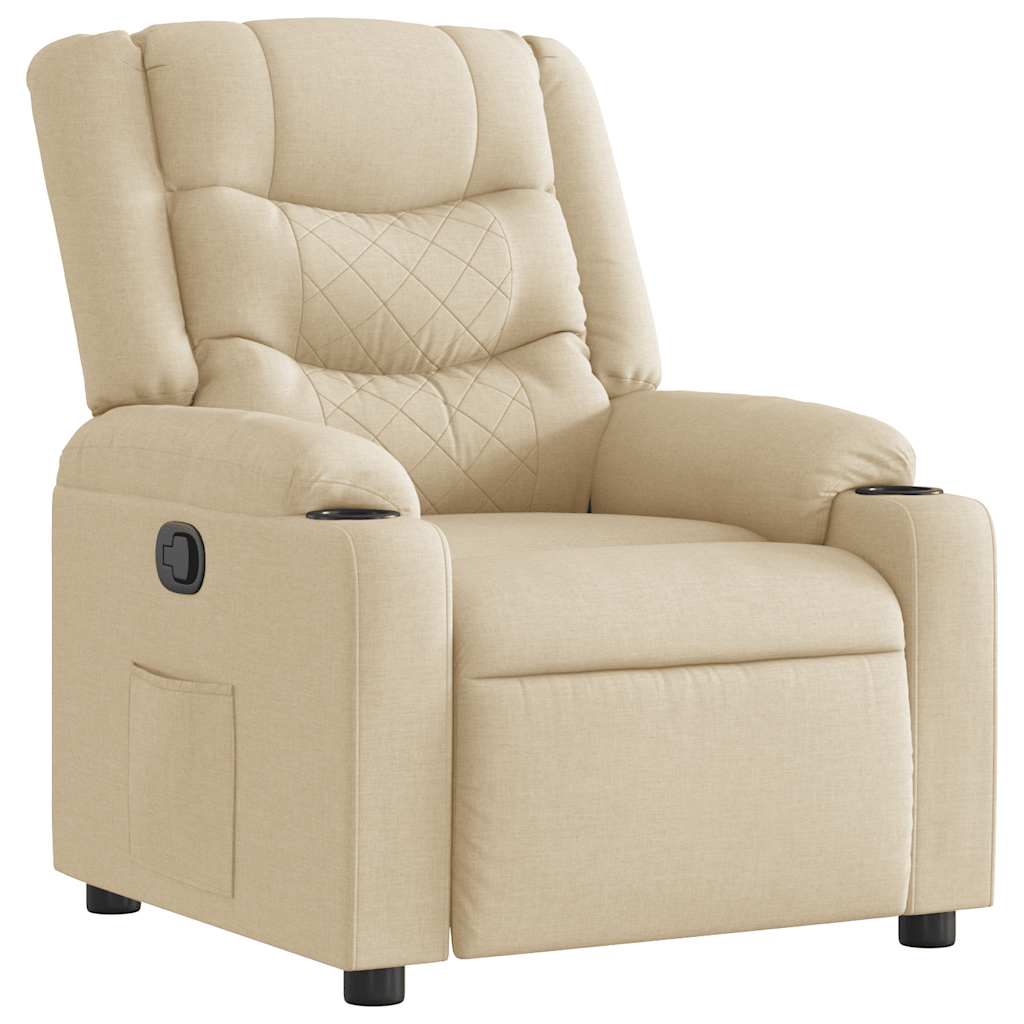 Fauteuil verstelbaar stof crèmekleurig – afbeelding 2