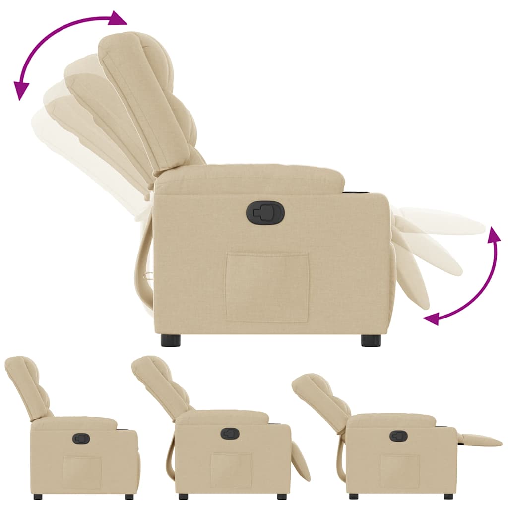 Fauteuil verstelbaar stof crèmekleurig – afbeelding 6