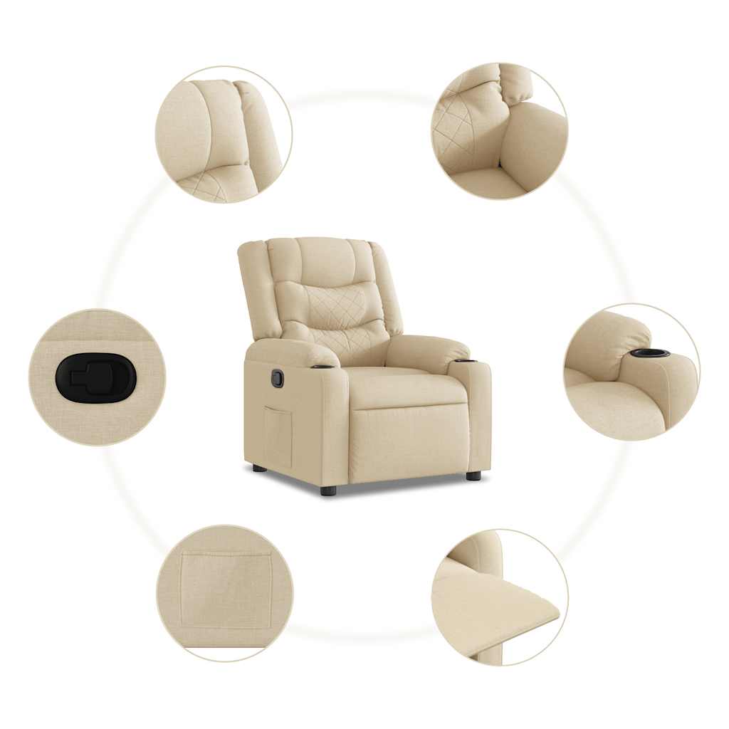 Fauteuil verstelbaar stof crèmekleurig – afbeelding 7