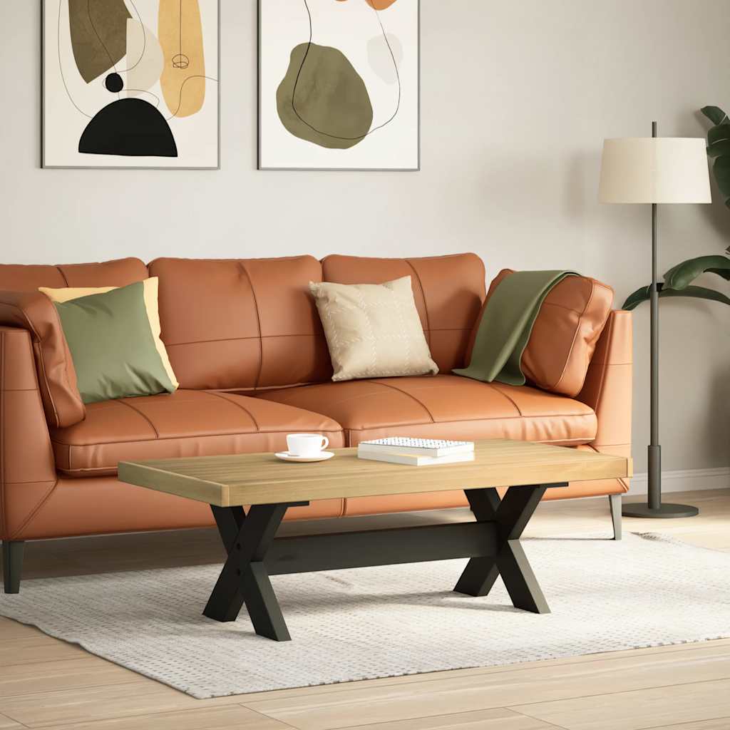 Salontafel NOAIN X-vormige poten 120x60x40 cm massief hout – afbeelding 1