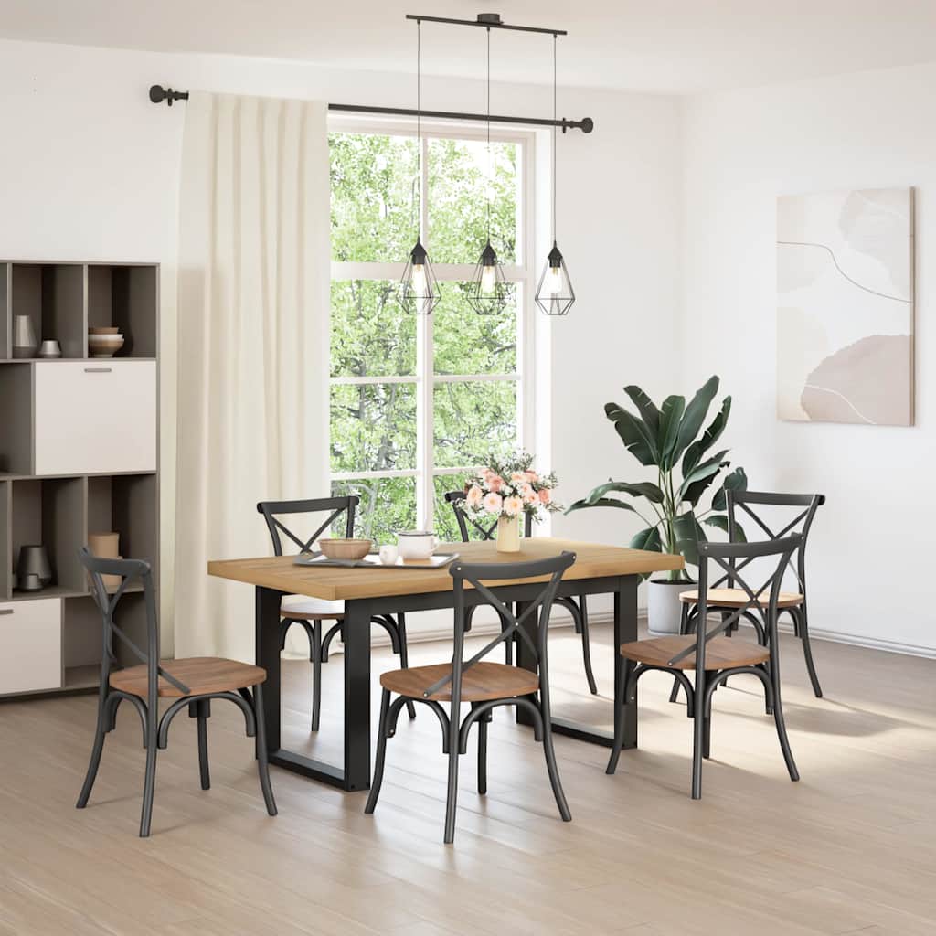 Eettafel NOAIN U-vormige poten 160x90x75 cm massief hout