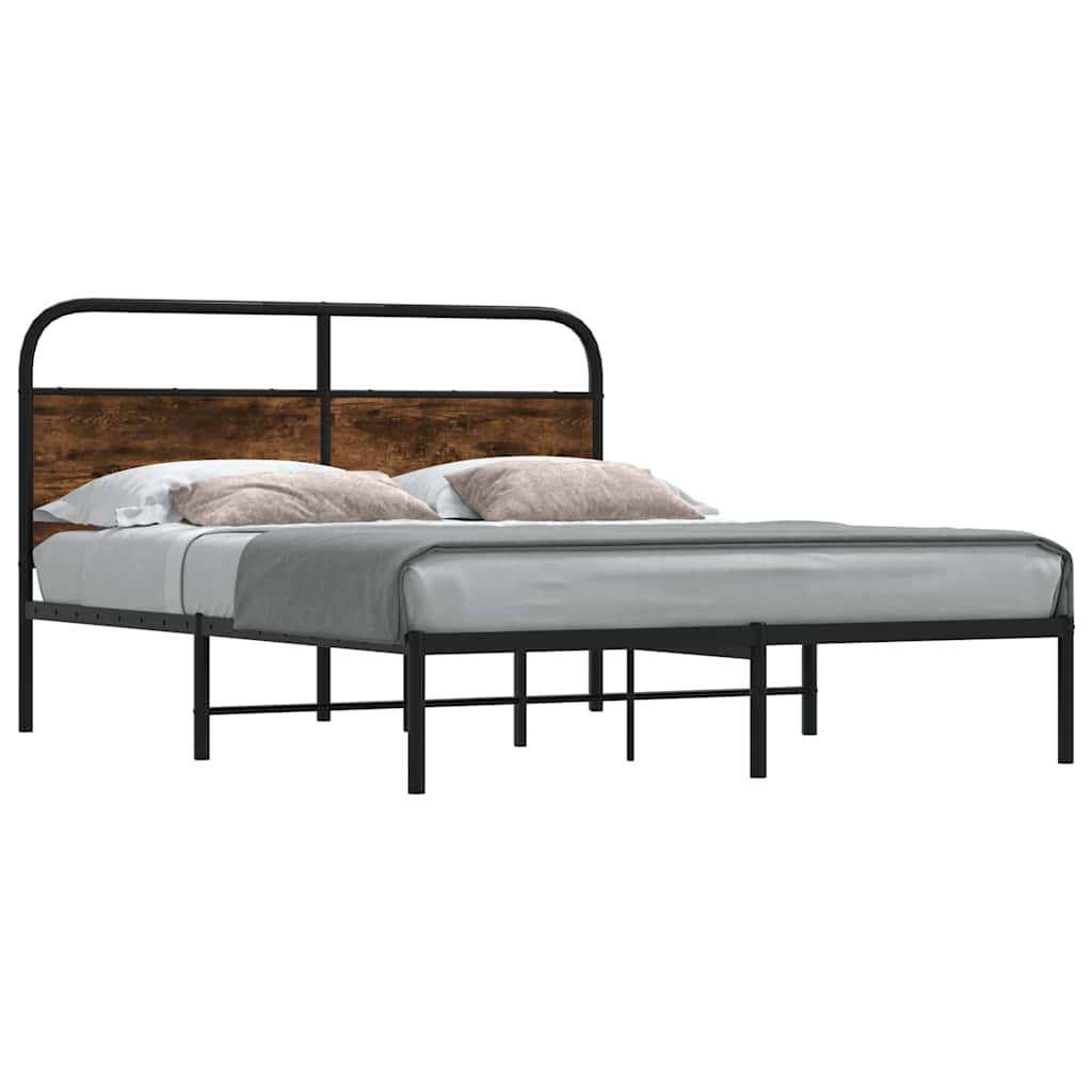 Bedframe zonder matras bewerkt hout gerookt eiken 120x200 cm – afbeelding 1