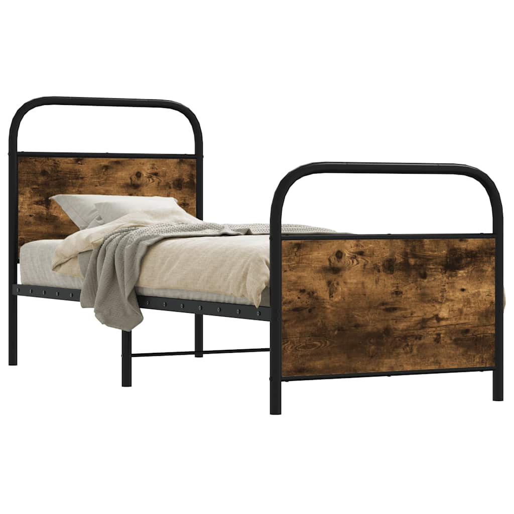 Bedframe zonder matras bewerkt hout gerookt eiken 80x200 cm – afbeelding 1
