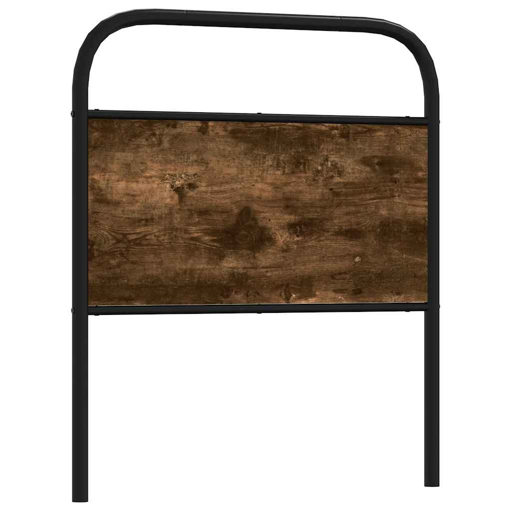 Vervangend hoofdbord 75 cm staal en bewerkt hout gerookt eikenkleurig – afbeelding 1