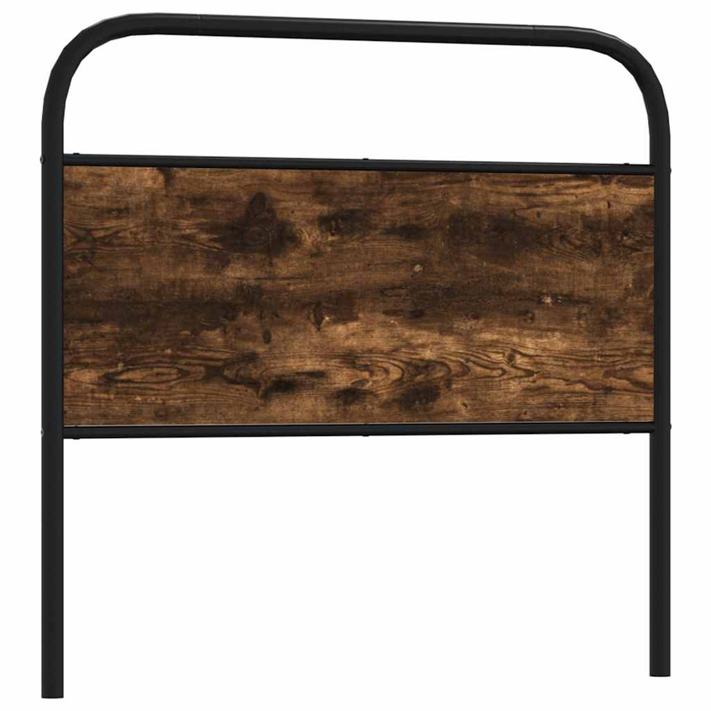 Vervangend hoofdbord 107 cm staal en bewerkt hout gerookt eikenkleurig