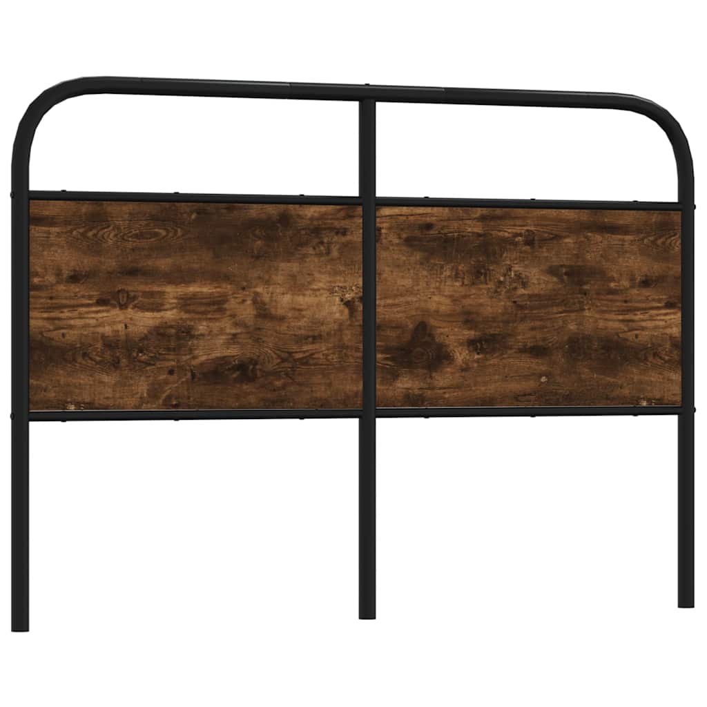 Vervangend hoofdbord 120 cm staal en bewerkt hout gerookt eikenkleurig