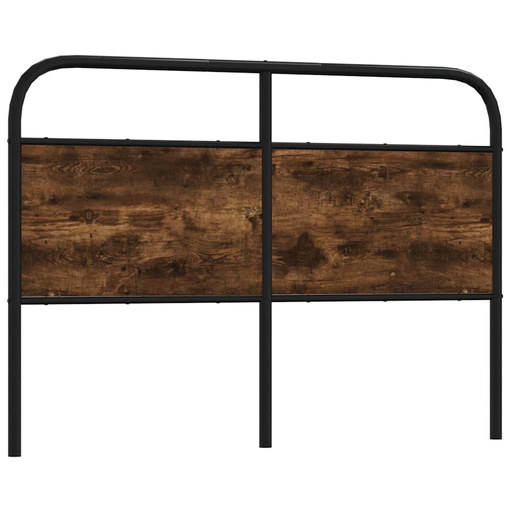 Vervangend hoofdbord 135 cm staal en bewerkt hout gerookt eikenkleurig