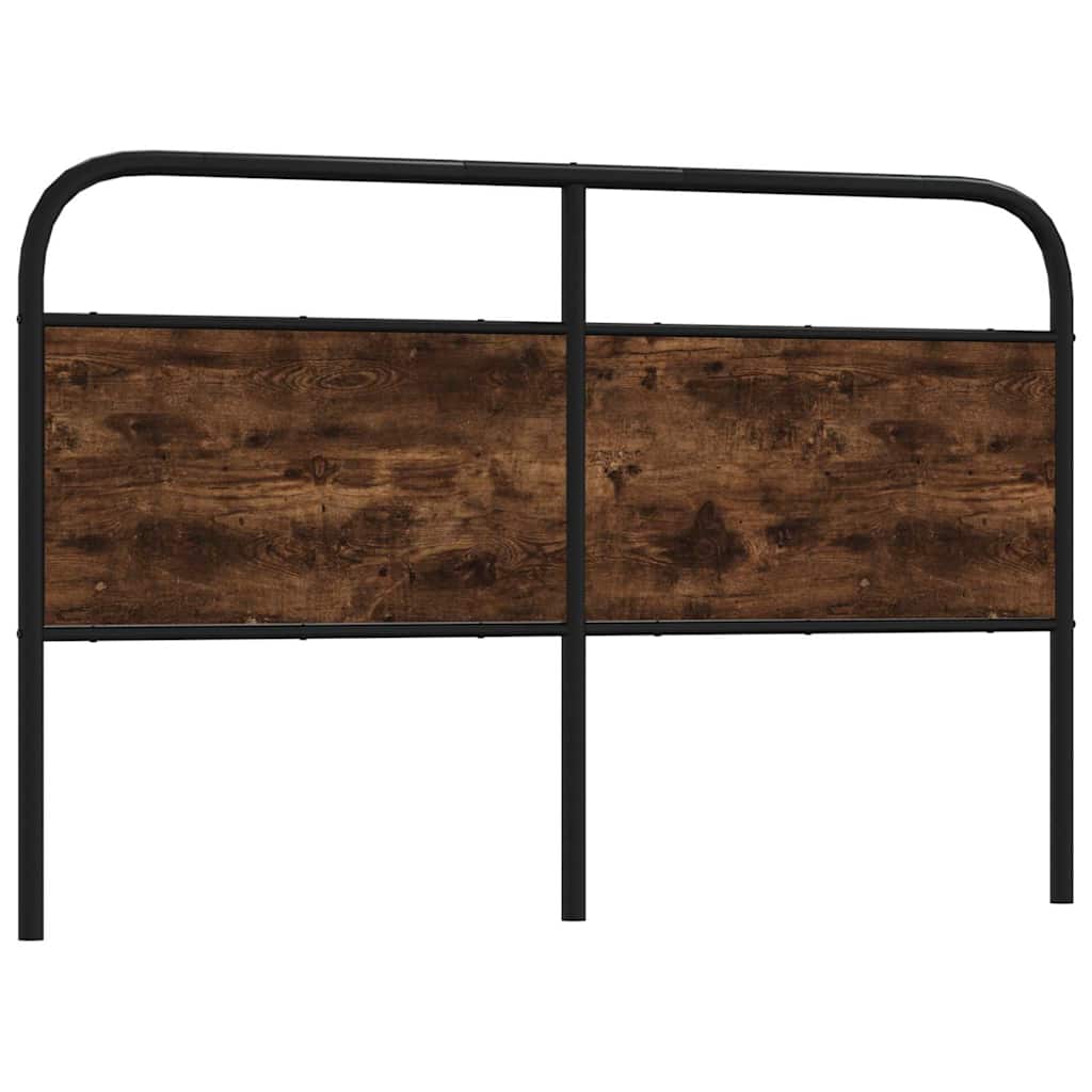 Vervangend hoofdbord 150 cm staal en bewerkt hout gerookt eikenkleurig