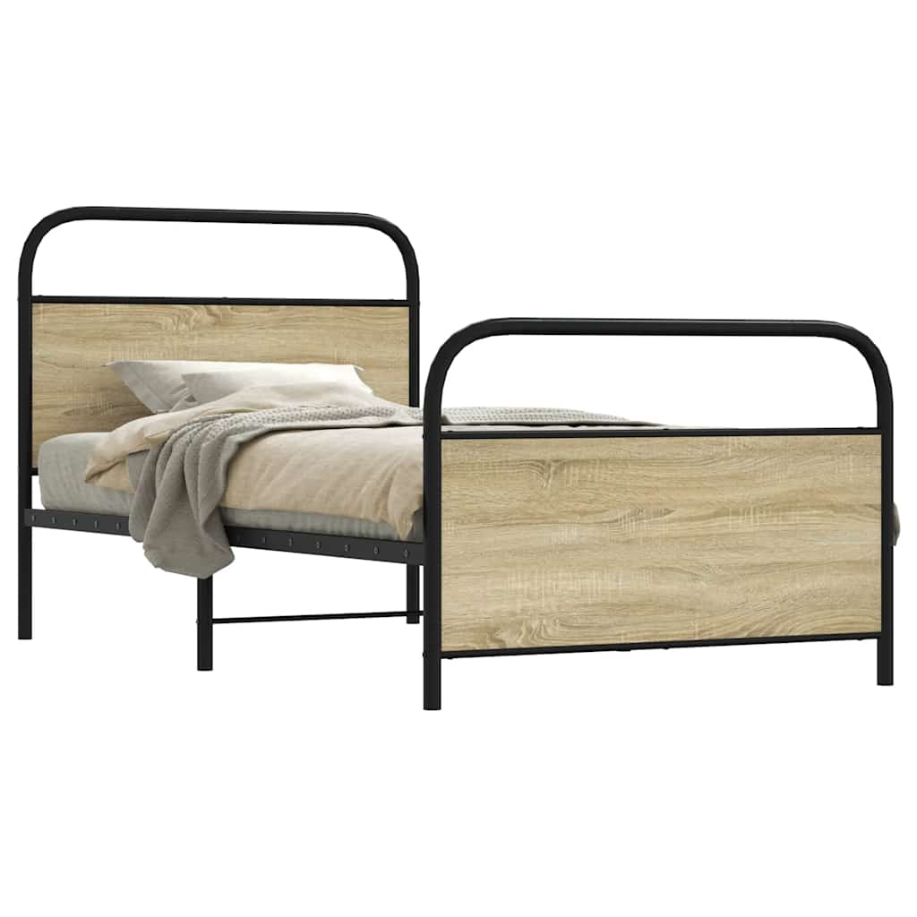 Bedframe zonder matras bewerkt hout sonoma eikenkleur 100x200cm – afbeelding 1