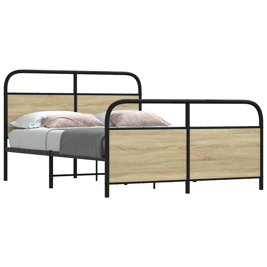 Bedframe zonder matras bewerkt hout sonoma eikenkleur 120x200cm – afbeelding 1