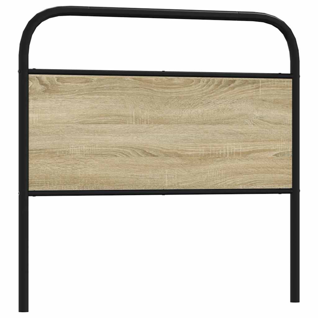 Vervangend hoofdbord 90 cm staal en bewerkt hout sonoma eikenkleurig