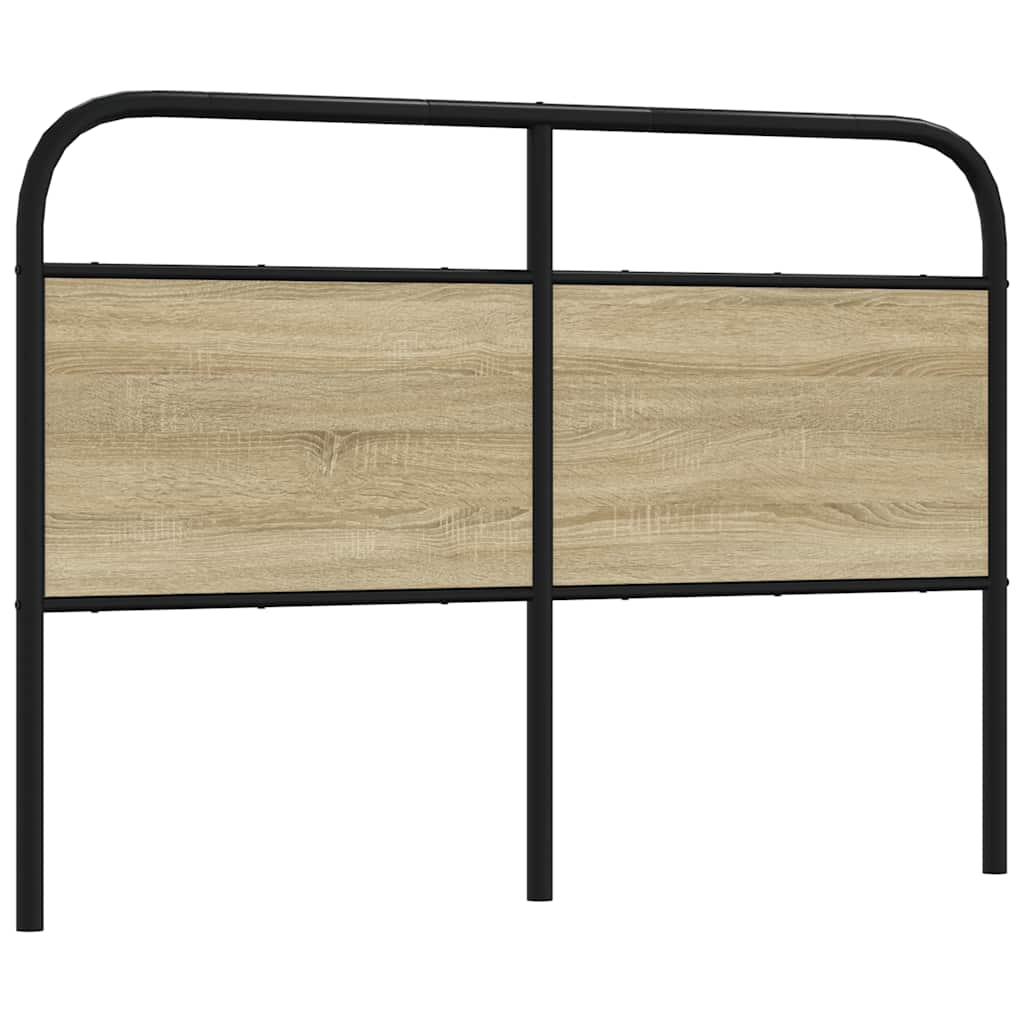 Vervangend hoofdbord 120 cm staal en bewerkt hout sonoma eikenkleurig