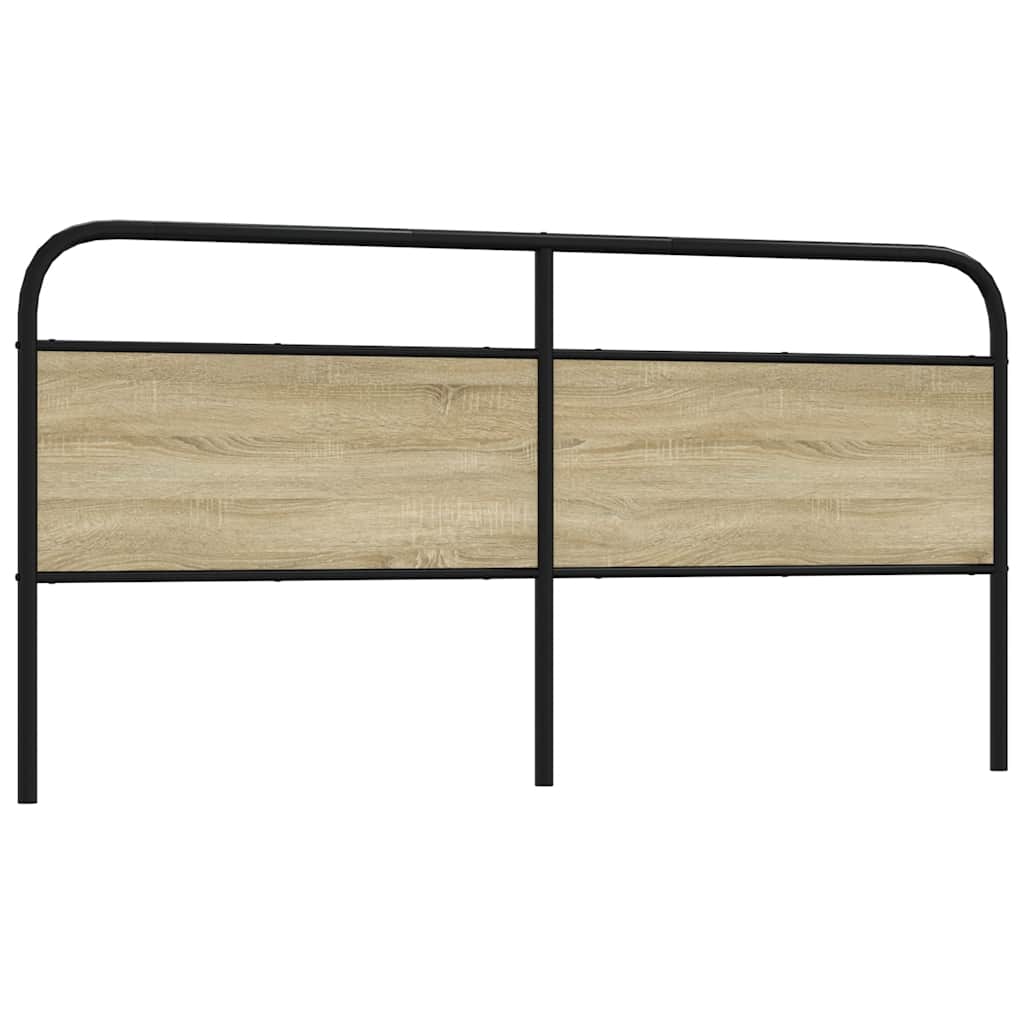 Vervangend hoofdbord 180 cm staal en bewerkt hout sonoma eikenkleurig – afbeelding 1